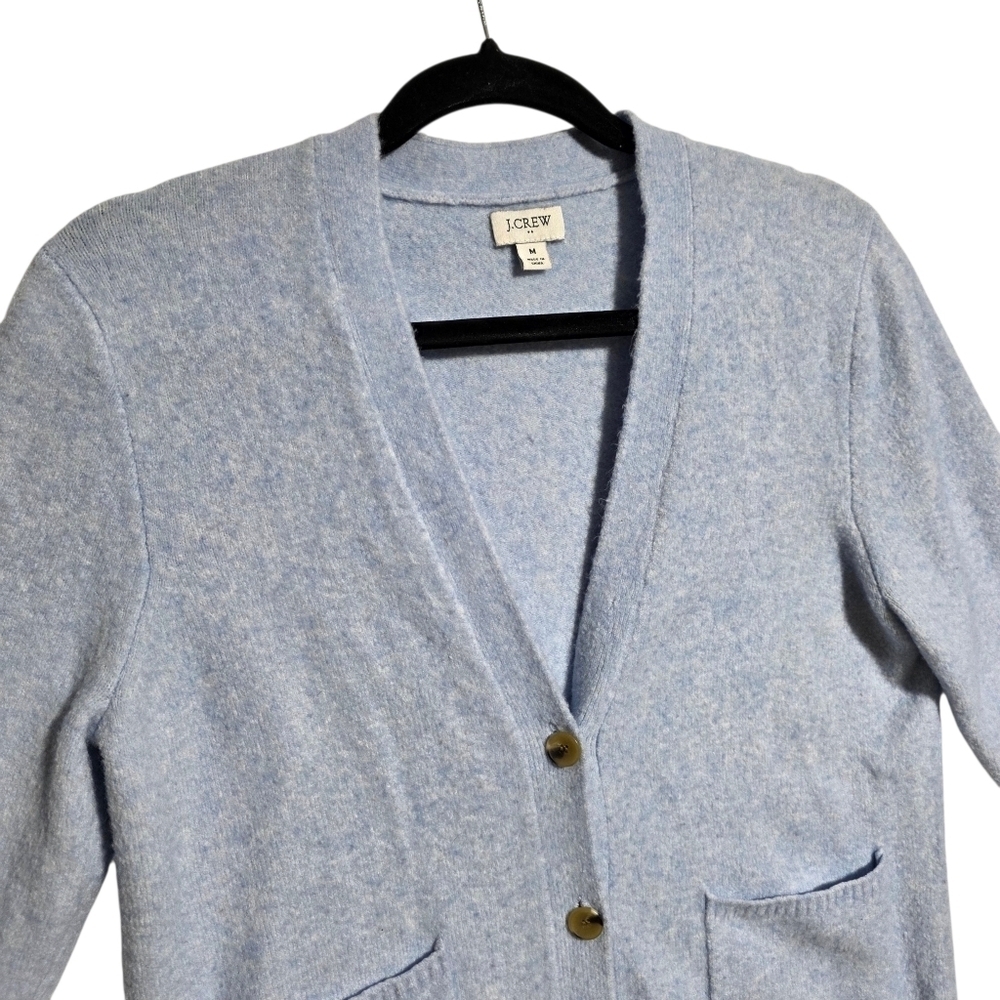 J CREW WOOL BLEND V-NECK CARDIGAN SWEATER BLUE SZ M - Picture 4 of 9